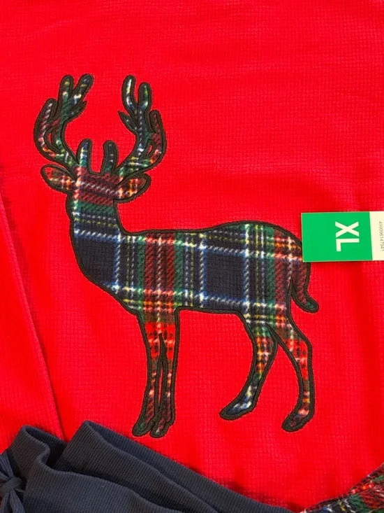Eddie Bauer Women’s XL Red Plaid Reindeer Super Soft  Pajama Set - Picture 7 of 7